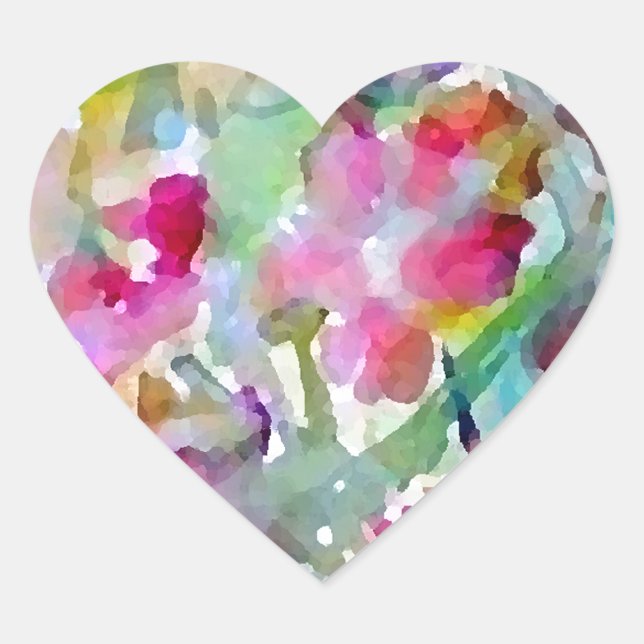 CricketDiane Flower Garden Watercolor Abstract Heart Sticker (Front)