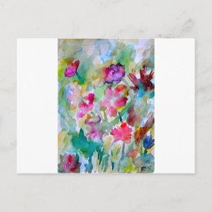 CricketDiane Flower Garden Watercolor Abstract Postcard
