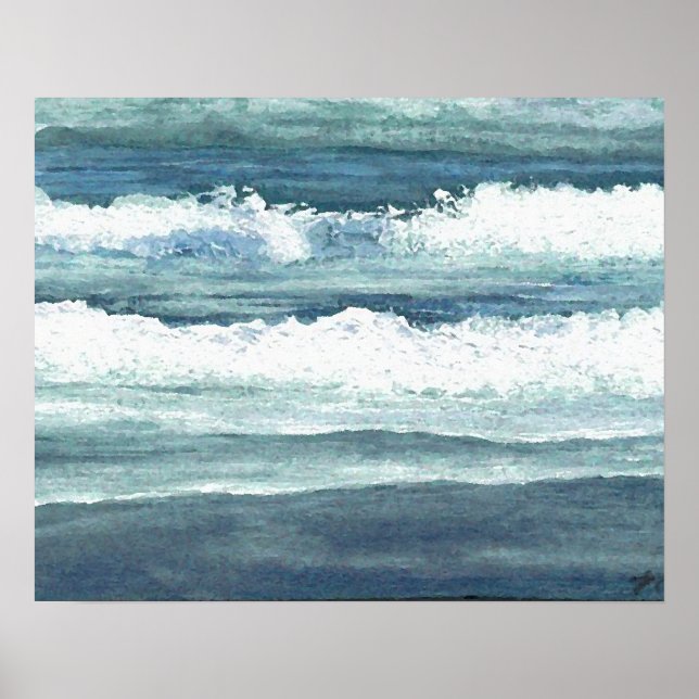 CricketDiane Ocean Art Beach Poster - Wading Waves (Front)