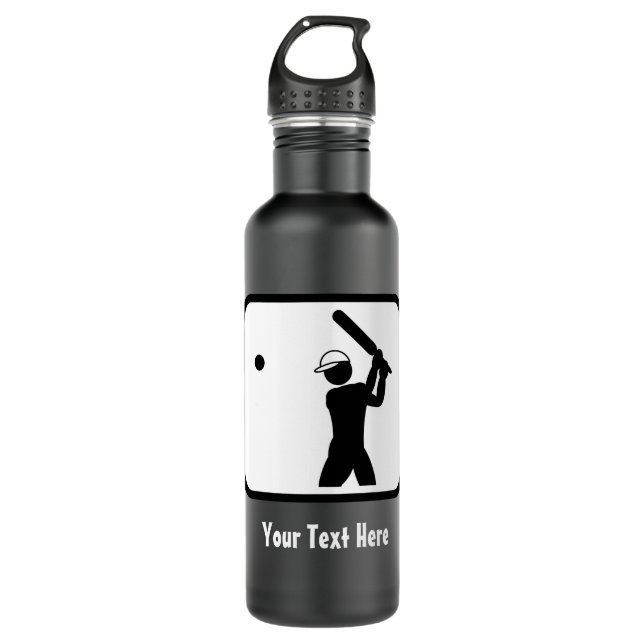 Cricketer Logo in Black and White - Personalised 710 Ml Water Bottle (Front)