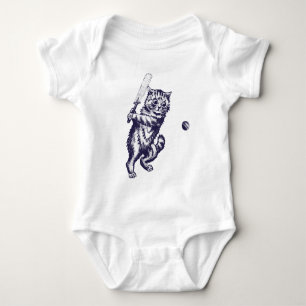 Cricketing Cat Gifts Baby Bodysuit