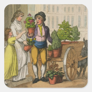 Cries of London: The Garden Pot Seller, 1799 (colo Square Sticker