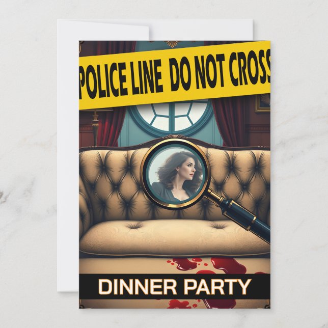 Crime murder mystery whodunit dinner party adults invitation (Front)