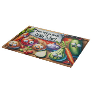 Crime Scene Chopped Vegetables  Cutting Board