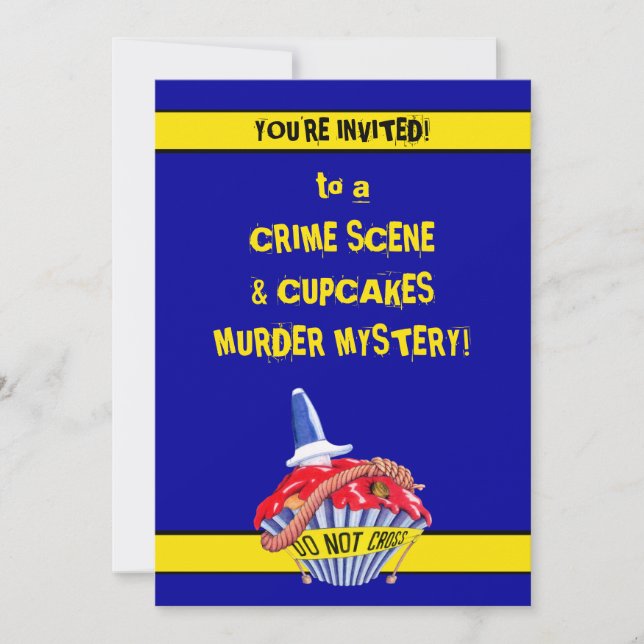 Crime Scene Cupcake blue Murder Mystery Invitation (Front)