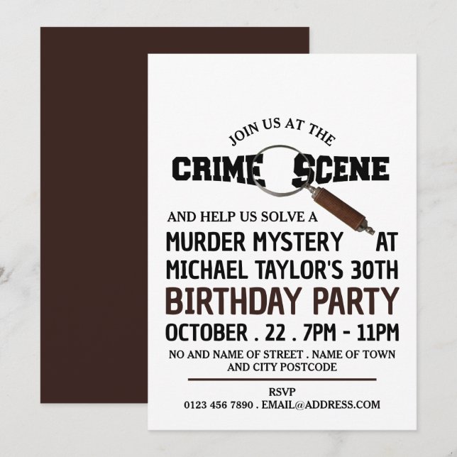 Crime Scene, Murder Mystery Birthday Party Invitation (Front/Back)