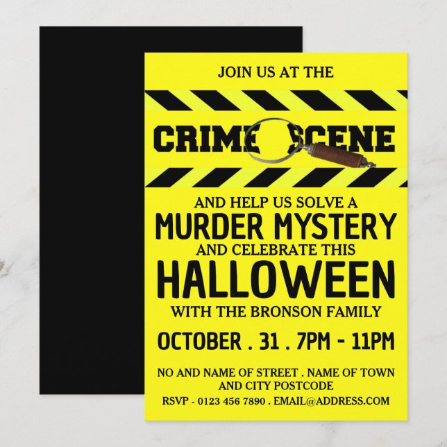 Crime Scene, Murder Mystery Halloween Party Invitation (Front/Back)