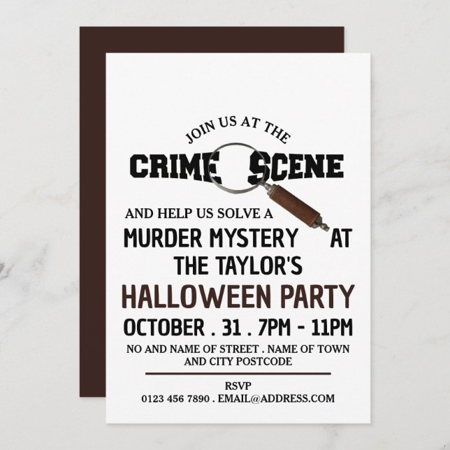 Crime Scene, Murder Mystery Halloween Party Invitation (Front/Back)