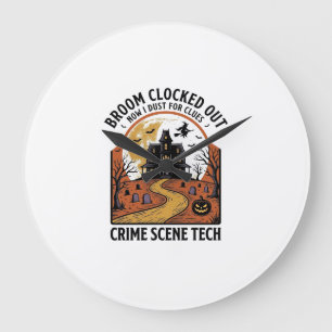 Crime Scene Technician Shirt Funny Halloween Haunt Large Clock