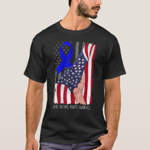 Crime Victims Rights Awareness American Flag Blue  T-Shirt