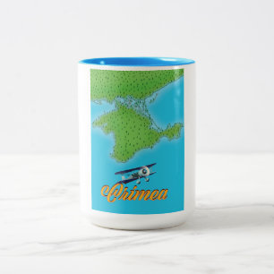 Crimea vintage style travel poster map Two-Tone coffee mug
