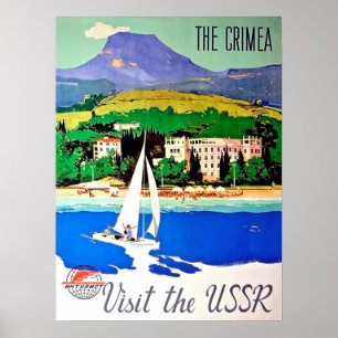 Crimea, visit USSR, sailing, vintage Soviet travel Poster