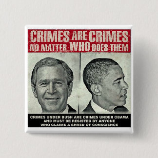 Crimes Are Crimes - No Matter Who Does Them 15 Cm Square Badge