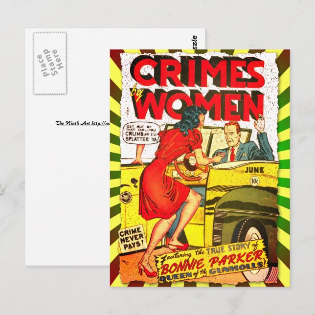 Crimes by Women #1 Golden Age Comic Book Cover Postcard (Front/Back)