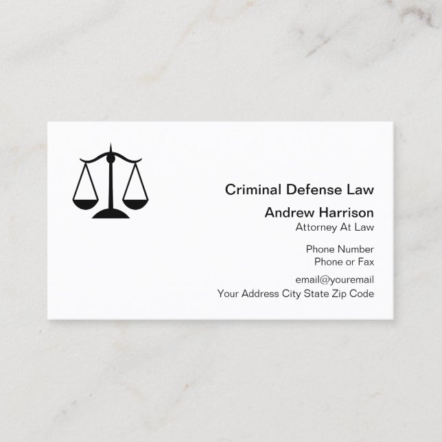 Criminal Defence Lawyer Business Card (Front)