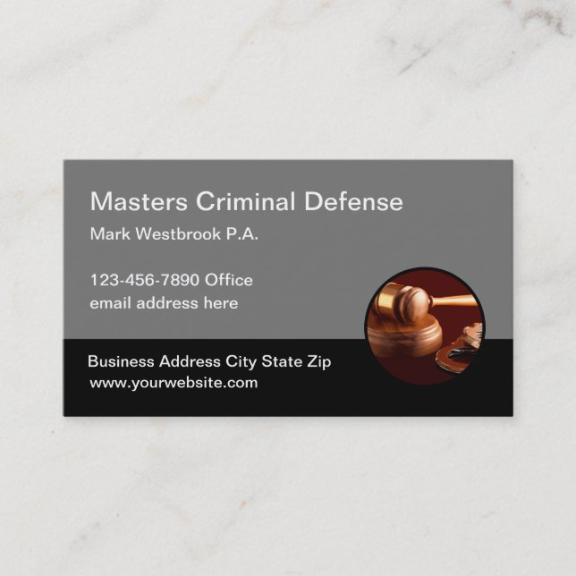 Criminal Defense Attorney At Law Business Card (Front)