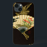 Crimped Oriental Fan with Floral Design iPhone 13 Case<br><div class="desc">Painting of a crimped oriental fan with a floral design. The black background lets the colours on the fan pop off the print. Hang this on your wall and enjoy!</div>