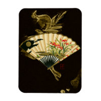 Crimped Oriental Fan with Floral Design