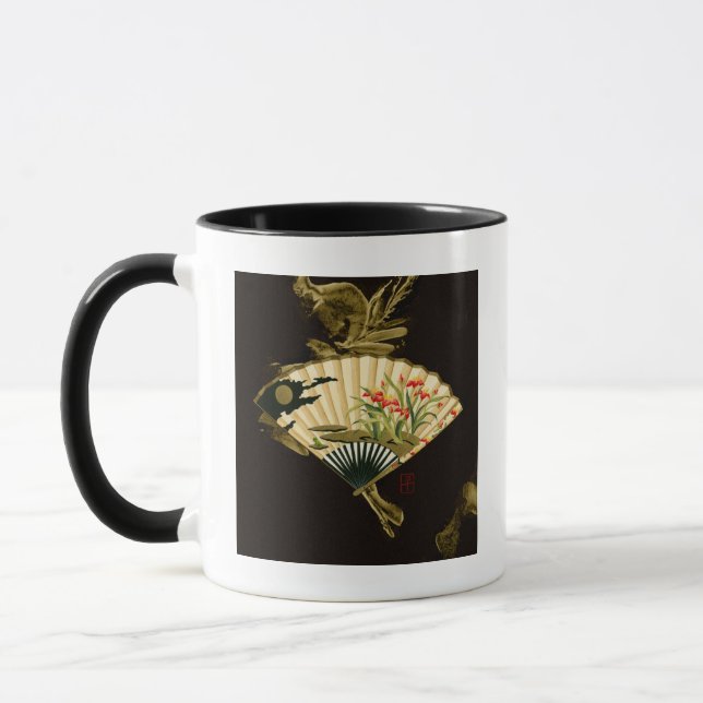 Crimped Oriental Fan with Floral Design Mug (Left)