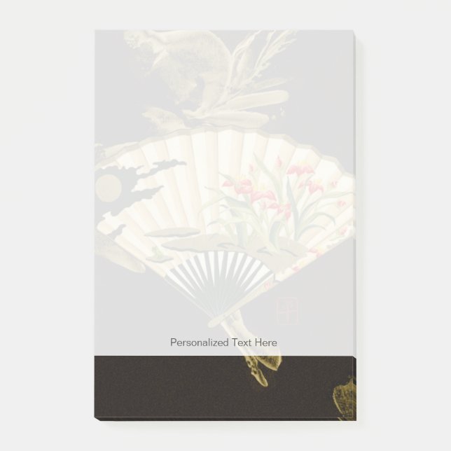 Crimped Oriental Fan with Floral Design Post-it Notes (Front)
