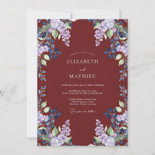 Crimson Amethyst Vine Wedding Invitation