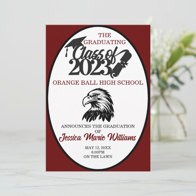 Crimson and Black Class of 2023 Graduation Invitation (Standing Front)