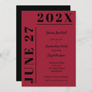Crimson and Black Graduation Party Invitation