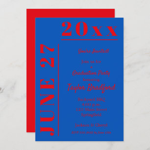 Crimson and Blue Graduation Party Invitations