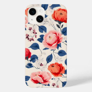 Crimson and Coral Flower Case-Mate iPhone 14 Case