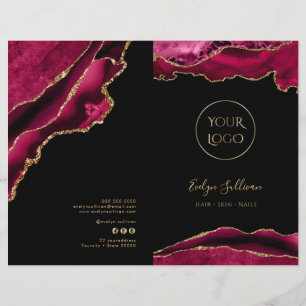 crimson and gold agate service menu brochure