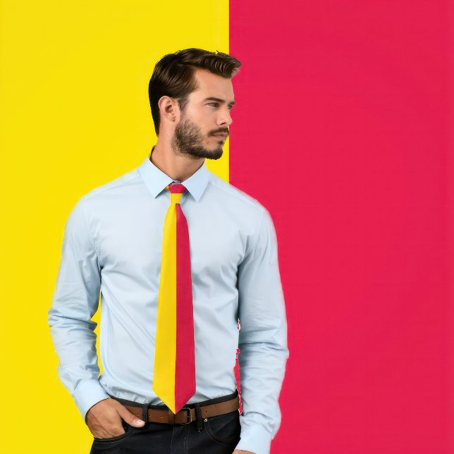Crimson and Gold Two Colour Tie (Man wears a Crimson and Gold Two Color Tie)