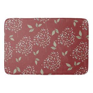 Crimson and Sage Floral Bath Mat
