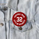 Crimson and White Football Mum Jersey Number 7.5 Cm Round Badge<br><div class="desc">Cheer on your favourite sports team, football player or just show off your school pride with a custom personalised spirit button! Add your school name or personalise with a player's name and jersey number. Perfect for football, basketball, baseball and soccer games! Create custom pins for the whole team, cheerleaders, parents...</div>