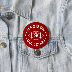 Crimson and White Football Player Jersey Number 7.5 Cm Round Badge