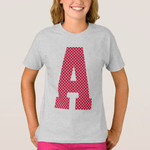 Crimson and White Polka Dot Monogram T-Shirt