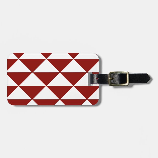 Crimson and White Triangles Luggage Tag (Front Horizontal)