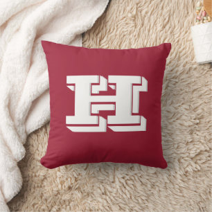 Crimson and White Varsity Letter Monogram Cushion