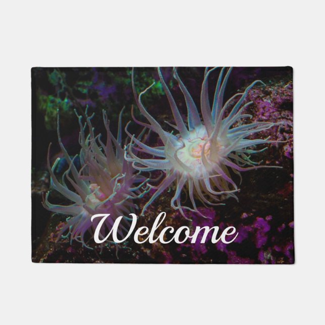 Crimson Anemone Welcome Doormat (Front)