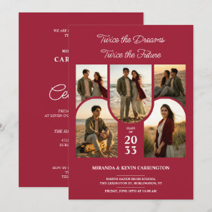 Crimson Arched Collage Double Grads Twin TMF26 Invitation