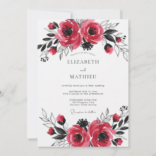 Crimson Artistic Romantic Wedding Invitation