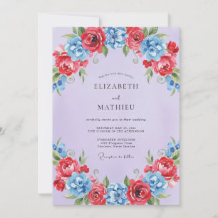 Crimson Azure Painted Wedding Invitation