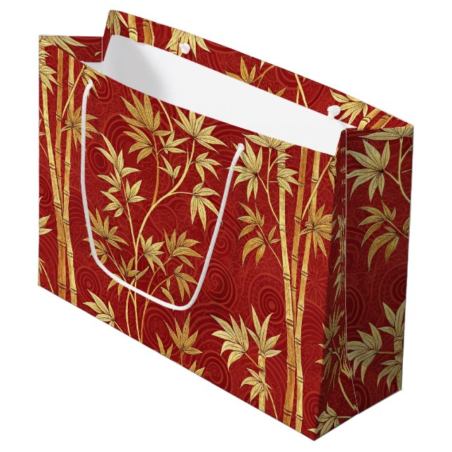 Crimson Bamboo East Asian (1) Large Gift Bag (Front Angled)