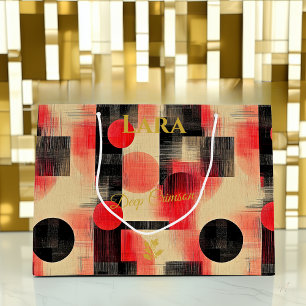 Crimson & Beige Abstract Geometric Gift Bag