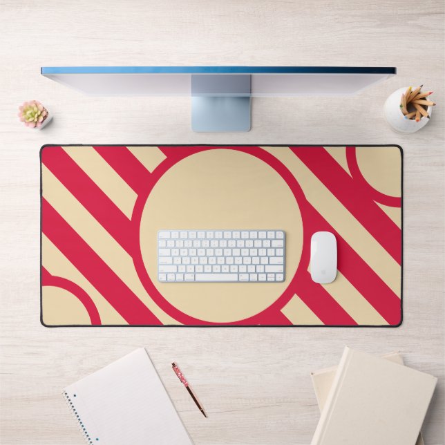 Crimson & Beige Diagonal Circle Mat – Customisable (Office 1)
