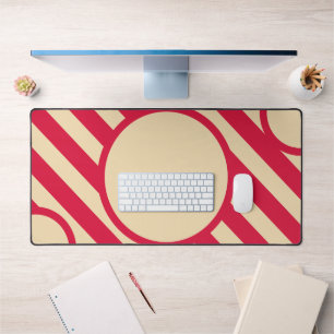 Crimson & Beige Diagonal Circle Mat – Customizable