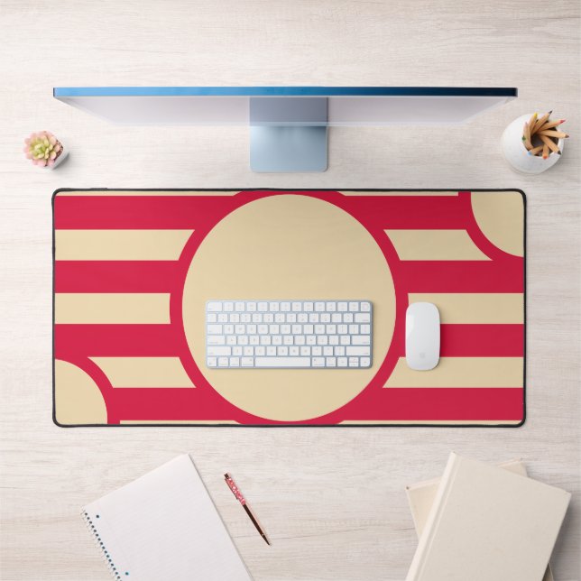 Crimson & Beige Sunburst Desk Mat – Customisable (Office 1)