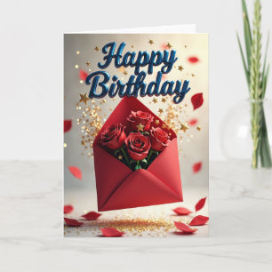 Crimson Birthday Bouquet Card