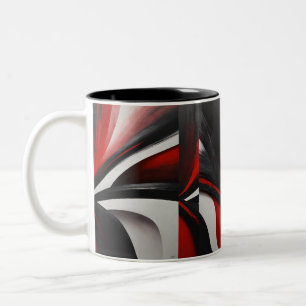 Crimson Bliss: A Duet in Red and White" Two-Tone Coffee Mug