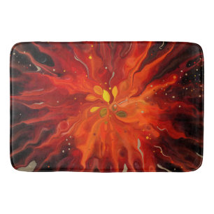 Crimson Bloom – Abstract Ink Flower Art Bath Mat