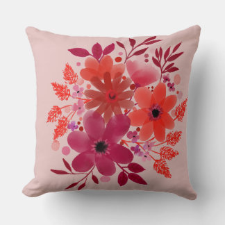 Crimson Bloom Bouquet Pillow